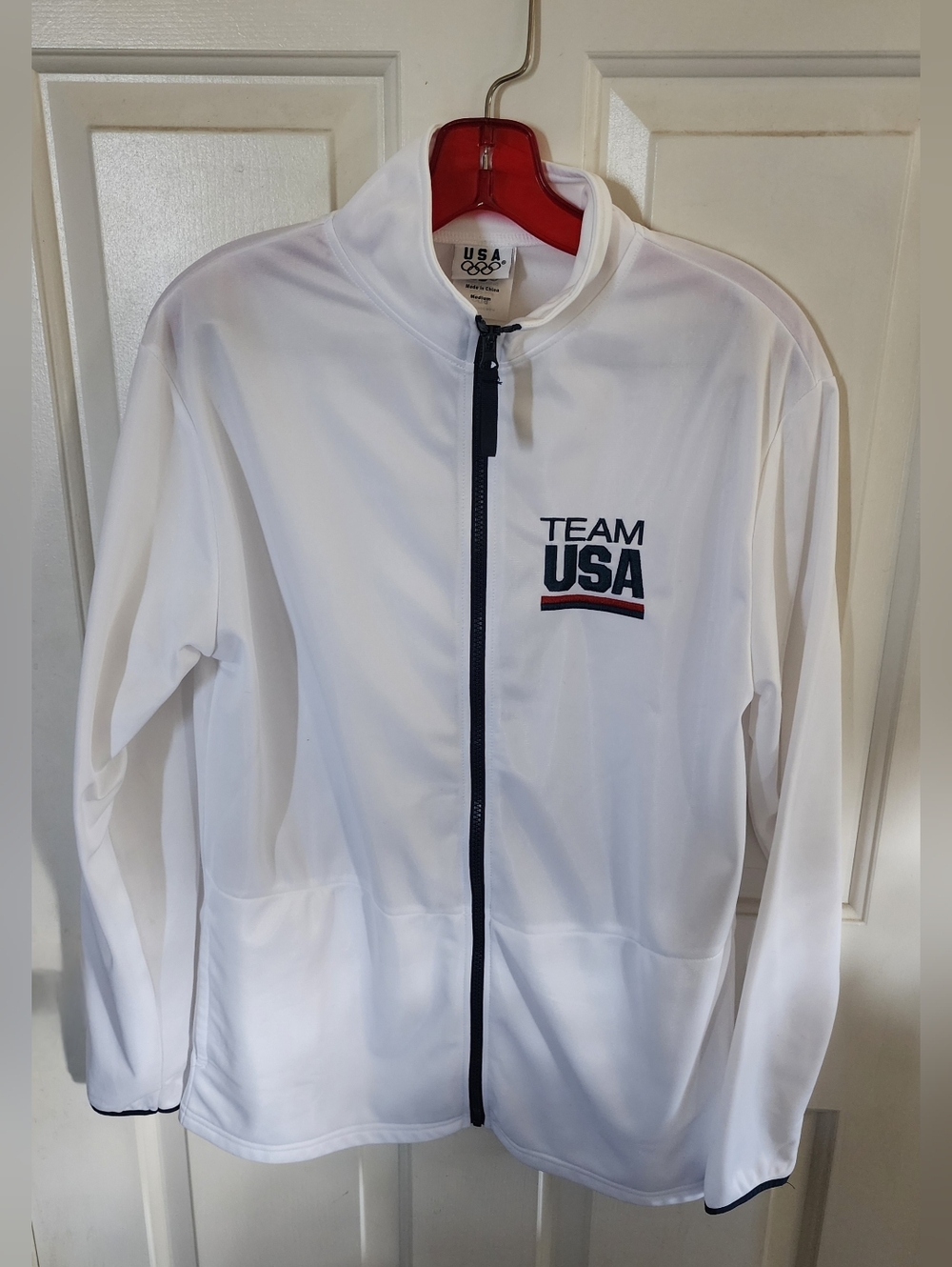 VTG Team USA Jacket Mens Med Olympic Full Zip Track Top Winter Games Polyester